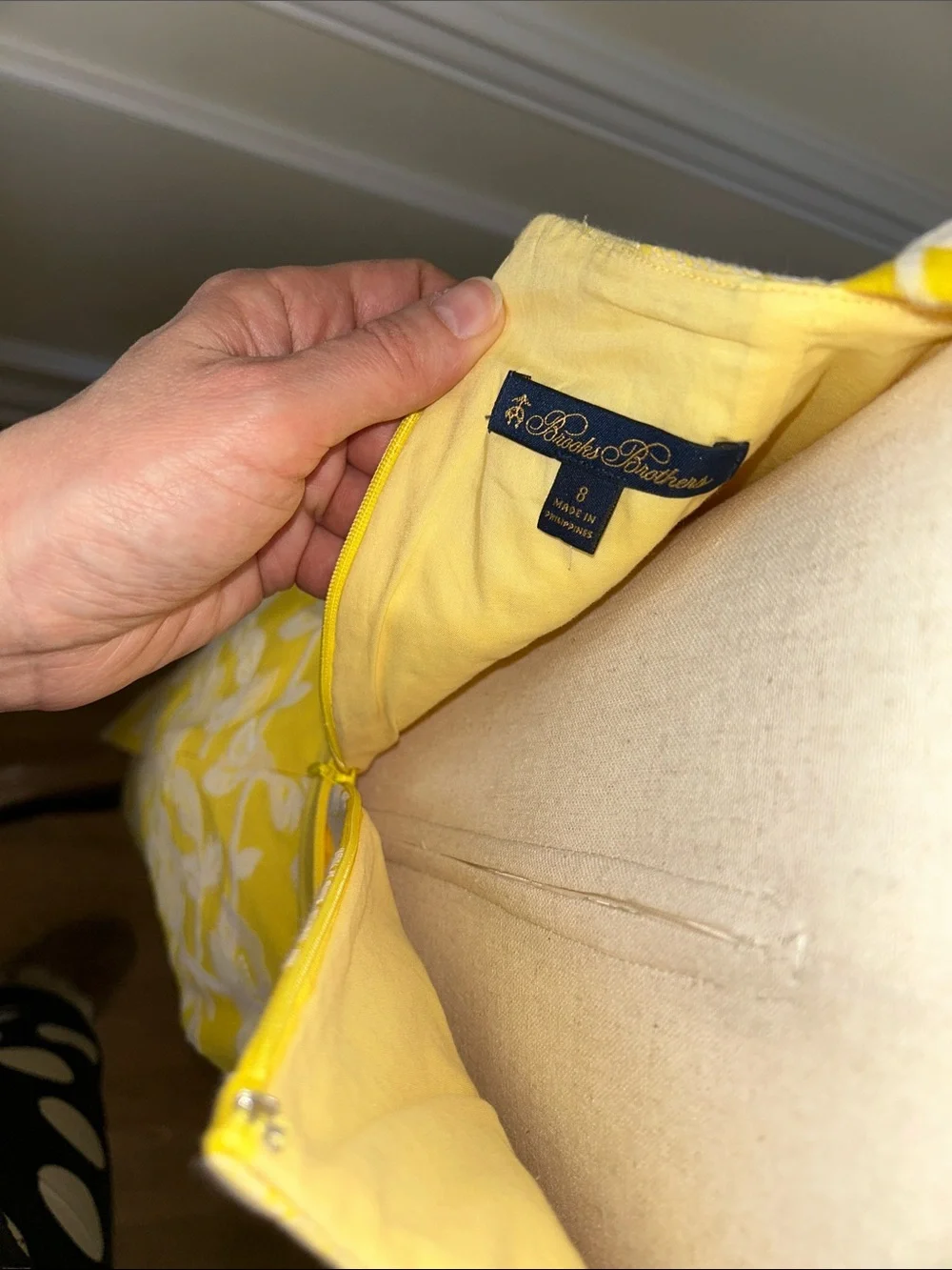 Brooks Brothers Yellow and Cream Floral Belted Midi Dress - Picture 5 of 6